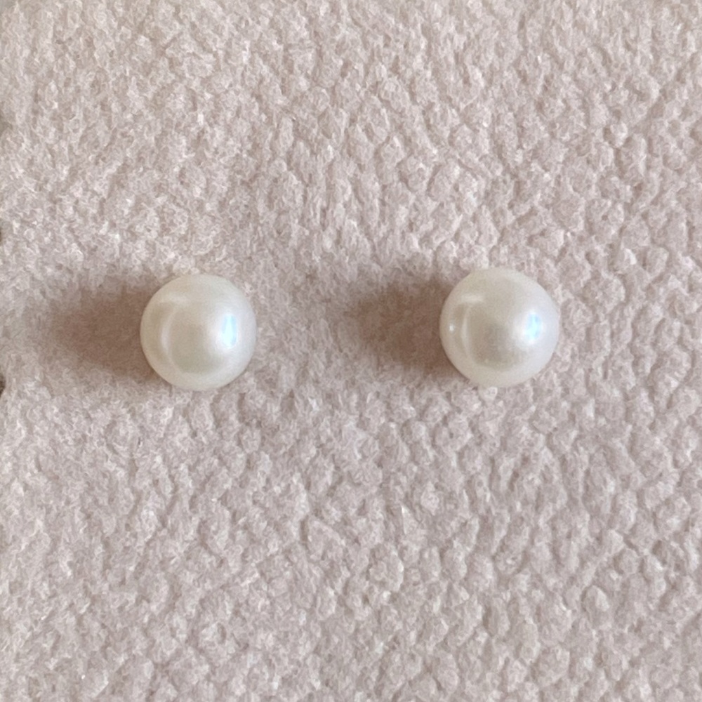 White Freshwater Pearl Studs Sterling Silver